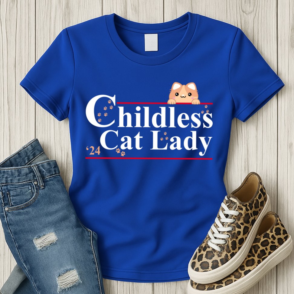 Childless Cat Lady 2024 Kamala Harris Election Womens T-Shirt