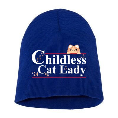 Childless Cat Lady 2024 Kamala Harris Election Short Acrylic Beanie