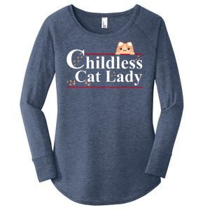 Childless Cat Lady 2024 Kamala Harris Election Women's Perfect Tri Tunic Long Sleeve Shirt