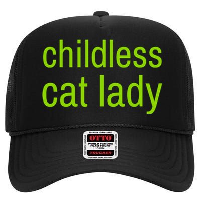 Childless Cat Lady Funny Vote 2024 High Crown Mesh Back Trucker Hat