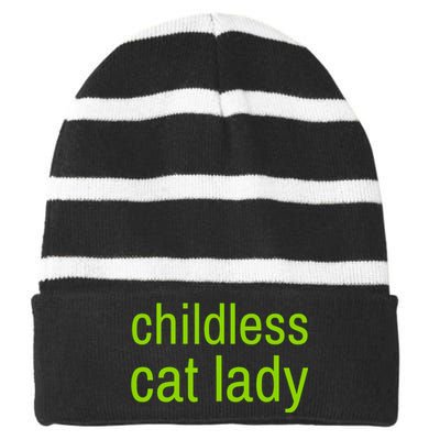 Childless Cat Lady Funny Vote 2024 Striped Beanie with Solid Band