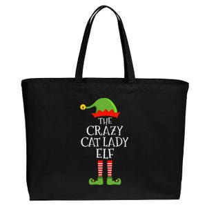 Crazy Cat Lady Elf Funny Christmas Matching Family Pajama Cotton Canvas Jumbo Tote