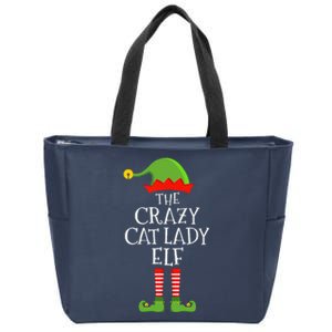 Crazy Cat Lady Elf Funny Christmas Matching Family Pajama Zip Tote Bag