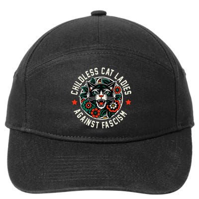 Childless Cat Ladies Against Fascism 7-Panel Snapback Hat