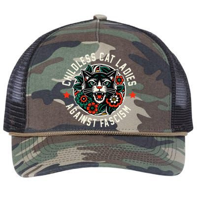 Childless Cat Ladies Against Fascism Retro Rope Trucker Hat Cap