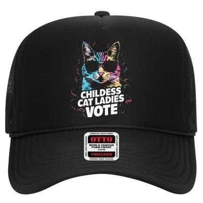 Childless Cat Ladies Vote High Crown Mesh Back Trucker Hat