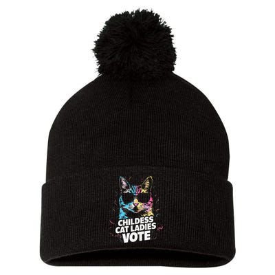 Childless Cat Ladies Vote Pom Pom 12in Knit Beanie