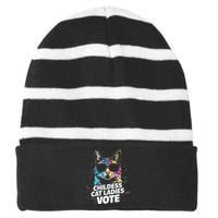 Childless Cat Ladies Vote Striped Beanie with Solid Band