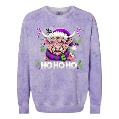 Christmas Cow Lover Santa Hat Cows Christmas Ho Ho Ho Gift Colorblast Crewneck Sweatshirt