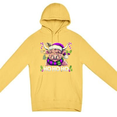 Christmas Cow Lover Santa Hat Cows Christmas Ho Ho Ho Gift Premium Pullover Hoodie