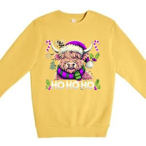 Christmas Cow Lover Santa Hat Cows Christmas Ho Ho Ho Gift Premium Crewneck Sweatshirt