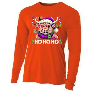 Christmas Cow Lover Santa Hat Cows Christmas Ho Ho Ho Gift Cooling Performance Long Sleeve Crew