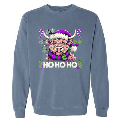 Christmas Cow Lover Santa Hat Cows Christmas Ho Ho Ho Gift Garment-Dyed Sweatshirt