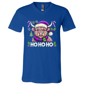 Christmas Cow Lover Santa Hat Cows Christmas Ho Ho Ho Gift V-Neck T-Shirt