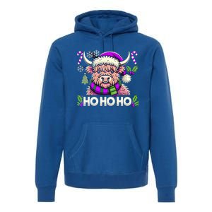 Christmas Cow Lover Santa Hat Cows Christmas Ho Ho Ho Gift Premium Hoodie