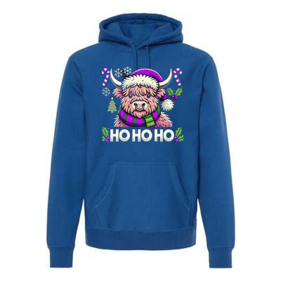 Christmas Cow Lover Santa Hat Cows Christmas Ho Ho Ho Gift Premium Hoodie