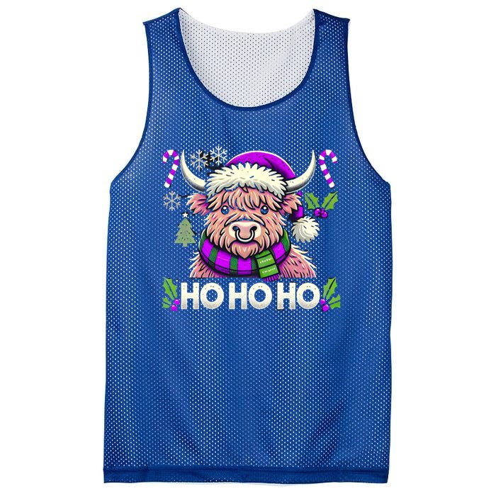 Christmas Cow Lover Santa Hat Cows Christmas Ho Ho Ho Gift Mesh Reversible Basketball Jersey Tank