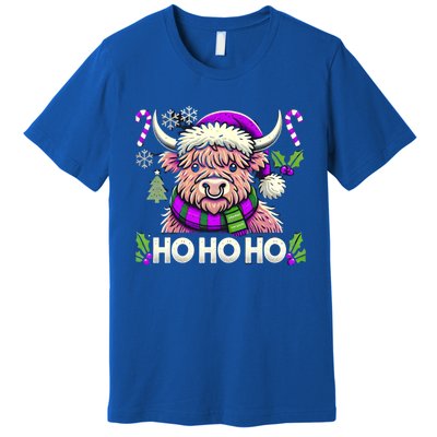 Christmas Cow Lover Santa Hat Cows Christmas Ho Ho Ho Gift Premium T-Shirt