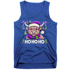 Christmas Cow Lover Santa Hat Cows Christmas Ho Ho Ho Gift Tank Top