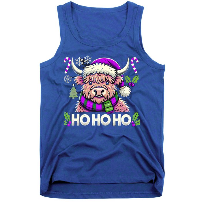 Christmas Cow Lover Santa Hat Cows Christmas Ho Ho Ho Gift Tank Top