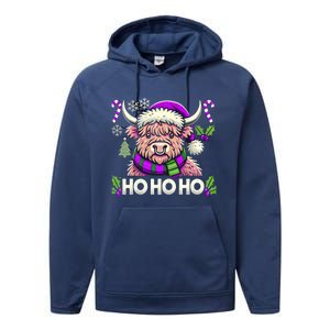 Christmas Cow Lover Santa Hat Cows Christmas Ho Ho Ho Gift Performance Fleece Hoodie