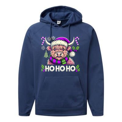 Christmas Cow Lover Santa Hat Cows Christmas Ho Ho Ho Gift Performance Fleece Hoodie