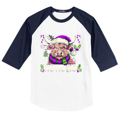 Christmas Cow Lover Santa Hat Cows Christmas Ho Ho Ho Gift Baseball Sleeve Shirt