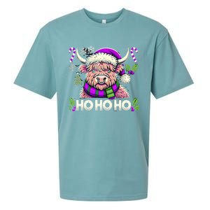 Christmas Cow Lover Santa Hat Cows Christmas Ho Ho Ho Gift Sueded Cloud Jersey T-Shirt