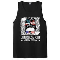 Childless Cat Lady 2024 Groovy Messy Bun American Flag PosiCharge Competitor Tank