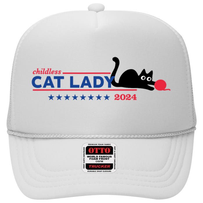 Childless Cat Lady Voting Election 2024 Usa High Crown Mesh Back Trucker Hat