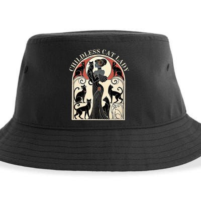 Childless Cat Ladies Cat Karma Retro Funny Sustainable Bucket Hat