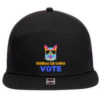 Childless Cat Ladies Vote Blue 7 Panel Mesh Trucker Snapback Hat