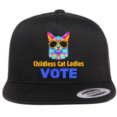 Childless Cat Ladies Vote Blue Flat Bill Trucker Hat