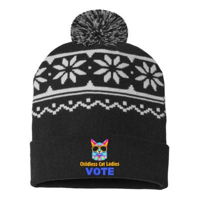 Childless Cat Ladies Vote Blue USA-Made Snowflake Beanie