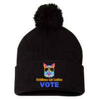 Childless Cat Ladies Vote Blue Pom Pom 12in Knit Beanie