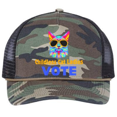 Childless Cat Ladies Vote Blue Retro Rope Trucker Hat Cap