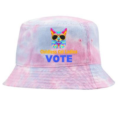 Childless Cat Ladies Vote Blue Tie-Dyed Bucket Hat