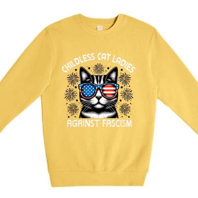 Childless Cat Ladies Against Fascism  Vote For Kamala Premium Crewneck Sweatshirt