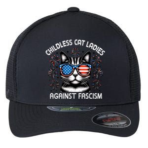 Childless Cat Ladies Against Fascism  Vote For Kamala Flexfit Unipanel Trucker Cap