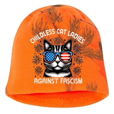 Childless Cat Ladies Against Fascism  Vote For Kamala Kati - Camo Knit Beanie