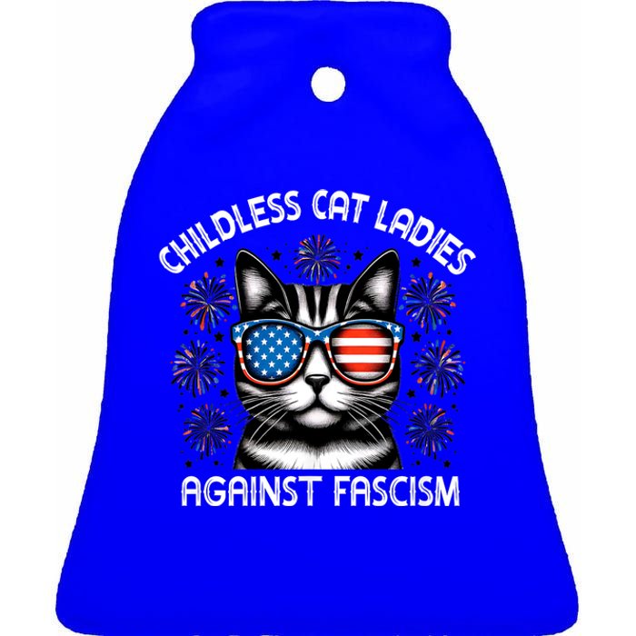 Childless Cat Ladies Against Fascism  Vote For Kamala Ceramic Bell Ornament