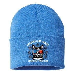 Childless Cat Ladies Against Fascism  Vote For Kamala Sustainable Knit Beanie