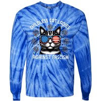 Childless Cat Ladies Against Fascism  Vote For Kamala Tie-Dye Long Sleeve Shirt