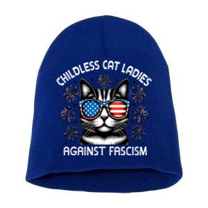 Childless Cat Ladies Against Fascism  Vote For Kamala Short Acrylic Beanie