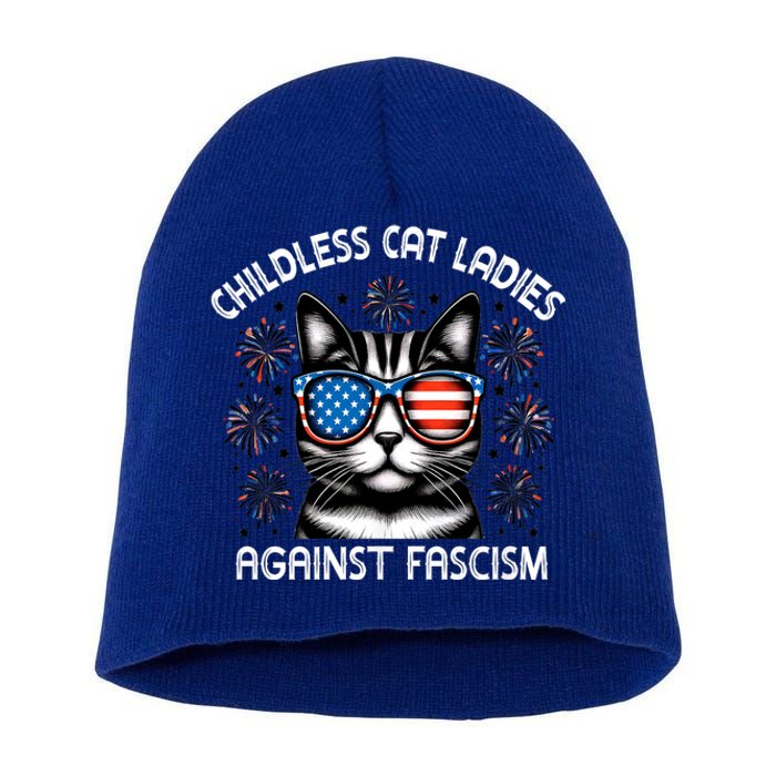 Childless Cat Ladies Against Fascism  Vote For Kamala Short Acrylic Beanie