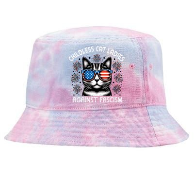 Childless Cat Ladies Against Fascism  Vote For Kamala Tie-Dyed Bucket Hat