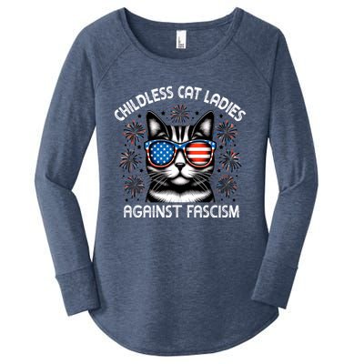 Childless Cat Ladies Against Fascism  Vote For Kamala Women's Perfect Tri Tunic Long Sleeve Shirt