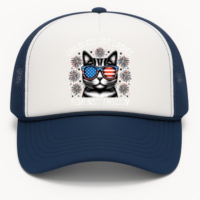 Childless Cat Ladies Against Fascism  Vote For Kamala Trucker Hat