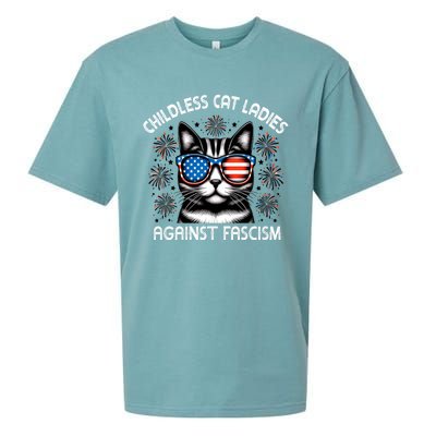 Childless Cat Ladies Against Fascism  Vote For Kamala Sueded Cloud Jersey T-Shirt