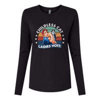 Childless Cat Ladies Vote Rosie The Riveter Vintage Womens Cotton Relaxed Long Sleeve T-Shirt